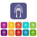 Indian headdress icons set