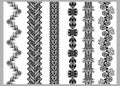 Indian Henna Border decoration elements patterns in black and white colors.