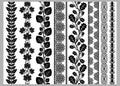 Indian Henna Border decoration elements patterns in black and white colors. Royalty Free Stock Photo