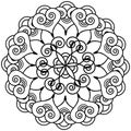 Indian henna tattoo inspired flower shape with inner floral star element