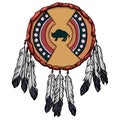 Indian hide shield with the bison symbol. Royalty Free Stock Photo