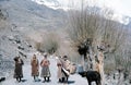 1977. India. Young girls on the road near Tandi.