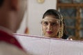 Indian Hindu Bride looking at groom in maharashtra wedding
