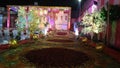 Indian hindu celebration marriage hall decoration lighting and tents