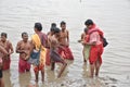 Kolkata, India Ã¢â¬â September 28 2019; Indian Hindu people do Faithful offer `Tarpan` to.