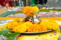 Indian Hindu Religion Mangal ghat with any Hindus Puja Festival .