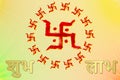 Indian hindu religious spiritual symbol swastik or swastica use for blessing,luck,god worship,mar