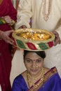 Indian Hindu symbolic ritual in wedding. Royalty Free Stock Photo