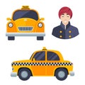 Indian hindu taxi car driver icon set