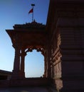 Indian Hindu temple main door & x28;mukh dwar& x29; architecture view with clear blue sky Royalty Free Stock Photo