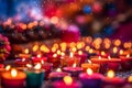 Diwali bliss festive lights and candles illuminate the scene. Royalty Free Stock Photo