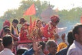 Indian Holy guru leads procession of faithful ceremony Royalty Free Stock Photo