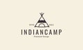 Indian home camp lines culture logo design vector icon symbol illustration