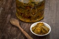 Indian homemade raw mango pickle Royalty Free Stock Photo