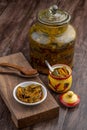 Indian homemade raw mango pickle Royalty Free Stock Photo