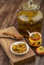 Indian homemade raw mango pickle Royalty Free Stock Photo