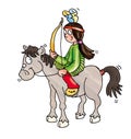 An Indian on horseback with bow and arrow funny comic Button icon to sites Royalty Free Stock Photo