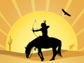 Indian on horseback in the desert