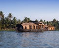 Indian houseboat floating in backwaters in Kerala state, South India
