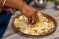 Indian Woman Preparing Durga Puja Prasad