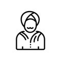 Black line icon for Indian, turban and oriental