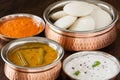 Indian idly with chutney and sambar