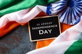 Indian Independence Day celebration background concept. Indian flag on dark stone background for Republic Day and Independence Day Royalty Free Stock Photo