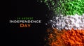 Indian Independence Day celebration background concept. Symbolic flag colors, red, green and orange powders colour splashed over Royalty Free Stock Photo