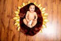 Indian Infant six month baby playing on Floor