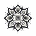 Indian-inspired Flower Design: Minimalistic Serenity In Black And White