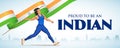 Indian Javelin Thrower sportsperson victory in championship on tricolor India background