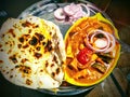 Indian kadhai paneer with delicious tandoori roti Royalty Free Stock Photo