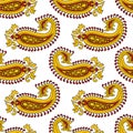 Indian kalamkari paisley vector seamless pattern