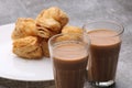 Puff Pastry Snacks, served with hot tea. Royalty Free Stock Photo