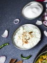 indian khir photography with almonds and kesar toppings. Royalty Free Stock Photo