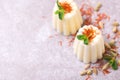 Indian kulfi dessert, ice cream with safron, mint, nuts