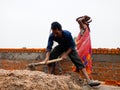 an indian labour holded spade during construction work in India dec 2019