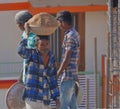 Indian labourer sand construction