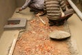 Indian labours plastering using trowel
