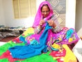 Indian ladies with crafting in village