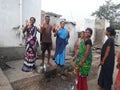 Indian ladies shows hand wash awareness in village street