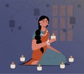 Indian lady with candles