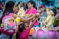 Indian Lady with Daughter Bathing the Buddha During Vesak Day