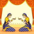Indian lady with diwali diya