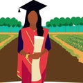 Indian lady farm agriculture graduate vector design