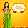 Indian lady wishing Happy Diwali