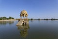 Indian landmarks Gadi Sagar temple on Gadisar lake Jaisalmer, Ra