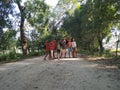 Indian local child group image on village road