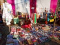 an indian local woman selling accessories item to the fair events in india January 2020 Royalty Free Stock Photo