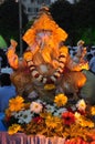 Indian Lord Ganesha Decorated with Beautiful Flowers